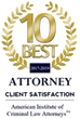 Logo Recognizing Flaherty & Merrifield's affiliation with 10 Best Attorney, Client Satisfaction